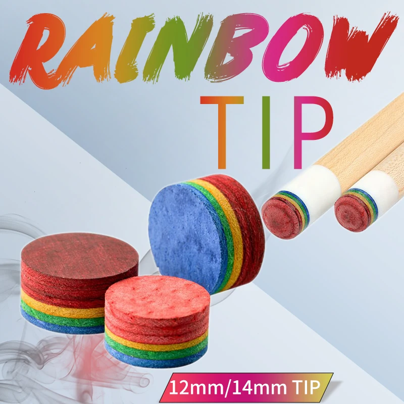 New Rainbow Tip Billiards Pool Cue Tip 12mm/14mm S/M/H Multi-Layers Pool Cue Stick Tip Durable Professional Billiard Accessories
New Rainbow Tip Billiards Pool Cue Tip 12mm/14mm S/M/H Multi-Layers Pool Cue Stick Tip Durable Professional Billiard Accessories