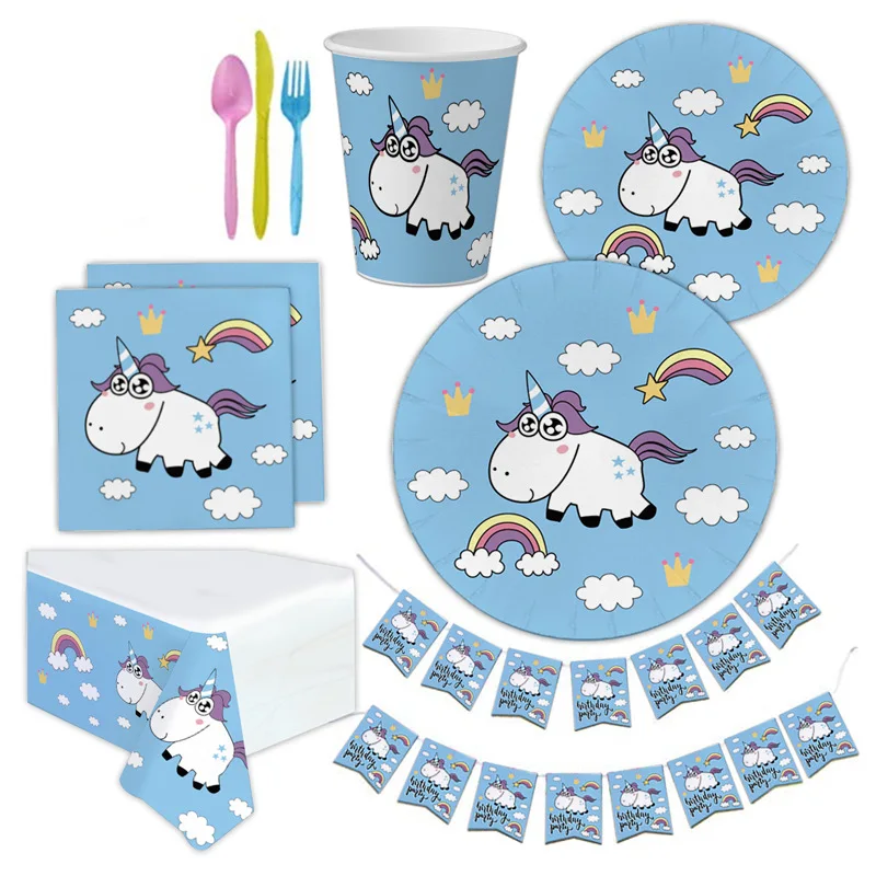 Blue Unicorn Theme Birthday Party Decorations Tableware Set Napkins Cups Plates For Boys Birthday Party Decoration Supplies
Blue Unicorn Theme Birthday Party Decorations Tableware Set Napkins Cups Plates For Boys Birthday Party Decoration Supplies