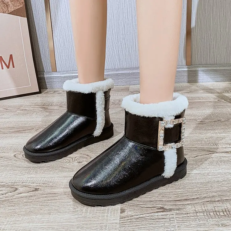 Crystal Buckle White Black Natural Fur Snow Boots Height Increasing Flat Heel Ankle Sneakers Winter Street Fashion Shoes Women
Crystal Buckle White Black Natural Fur Snow Boots Height Increasing Flat Heel Ankle Sneakers Winter Street Fashion Shoes Women
