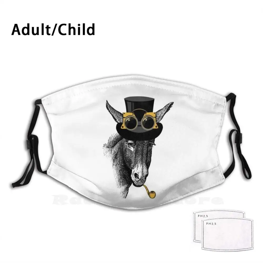 Маска для лица с фильтром Pm2.1107, многоразовая футболка с забавным принтом осла в стиле стимпанк, стимпанк 
Маска для лица с фильтром Pm2.1107, многоразовая футболка с забавным принтом осла в стиле стимпанк, стимпанк