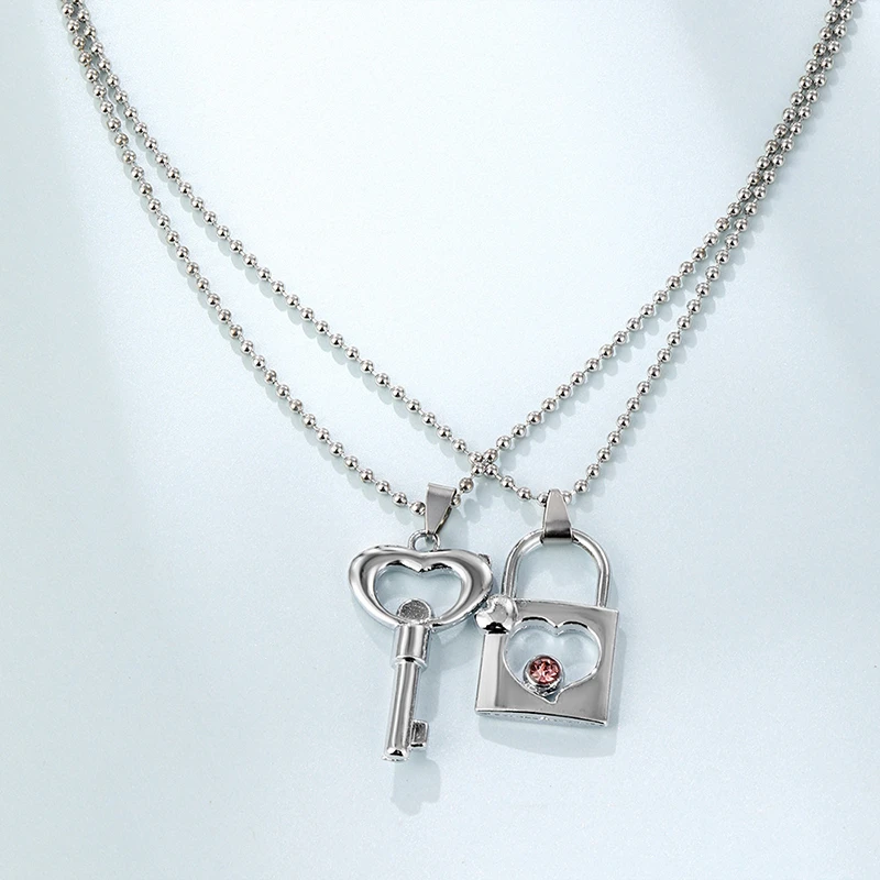 Романтический Комплект из 2 предметов ожерелье с кулоном в виде ключа-замка