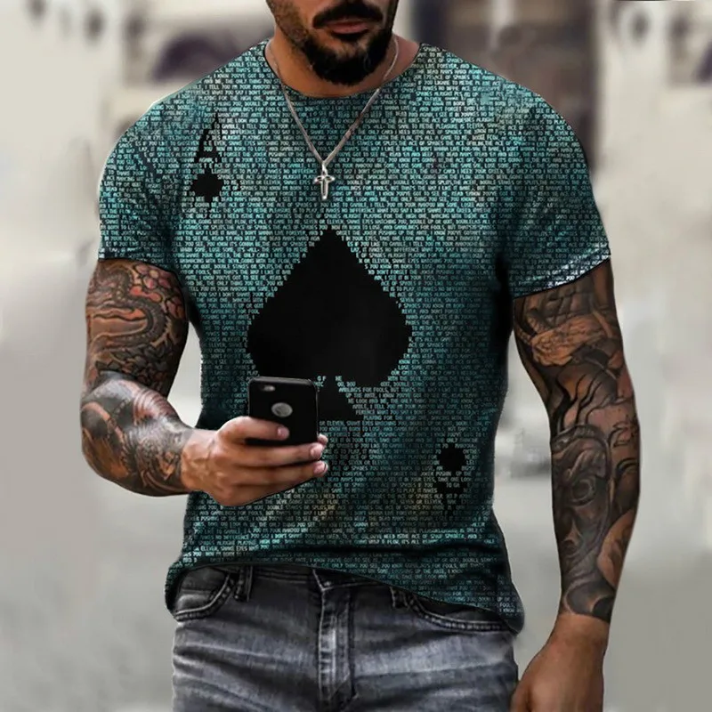 Men's retro playing cards spades print T-shirt comfortable, breathable, sweat-absorbent short-sleeved T-shirt street style
Men's retro playing cards spades print T-shirt comfortable, breathable, sweat-absorbent short-sleeved T-shirt street style