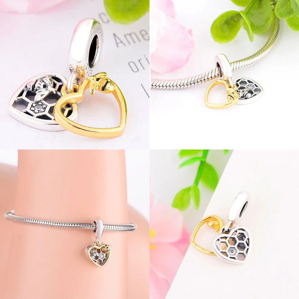 Love Heart Bees Charms Genuine 925 Sterling Silver Pendent Beads Fit Original Bracelet &Bangle Pendant Women jewelry 2021 diy
Love Heart Bees Charms Genuine 925 Sterling Silver Pendent Beads Fit Original Bracelet &Bangle Pendant Women jewelry 2021 diy