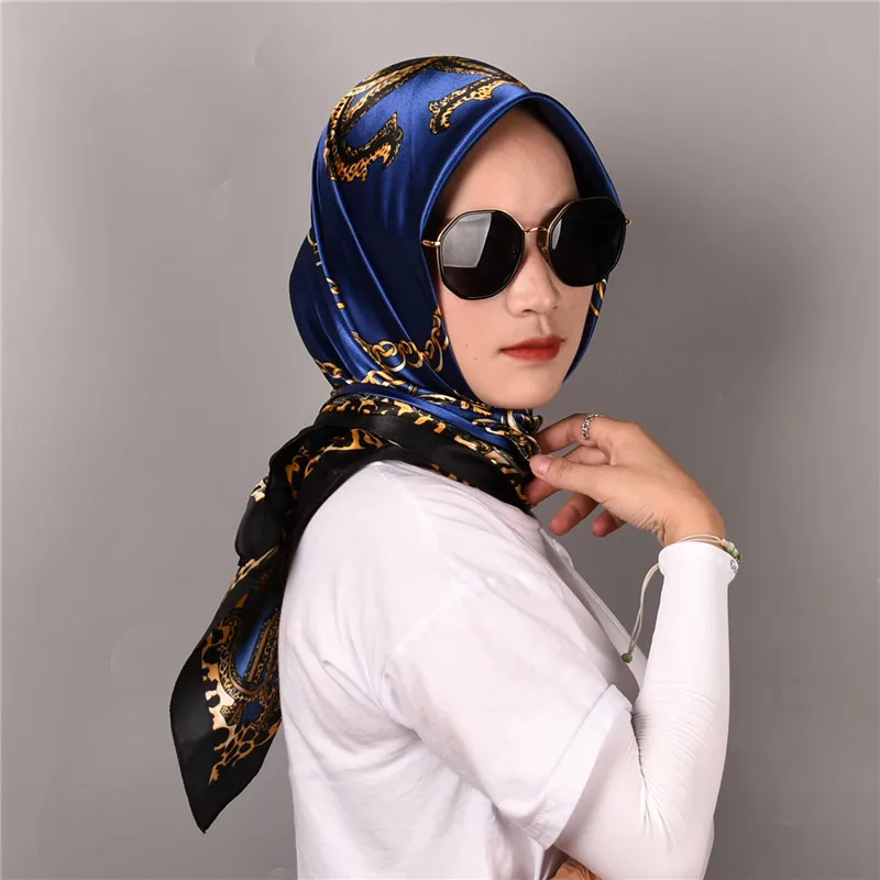 

2020 модный платок шелковый атлас шейный шарф для женщин печати хиджаб шаль шарфы женский 90*90 см квадратный шали и шарфы для леди