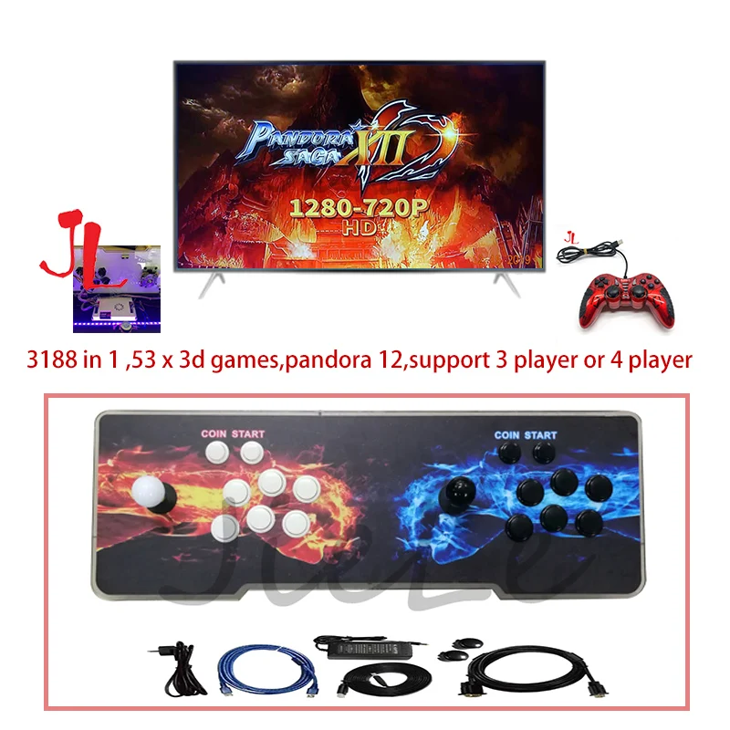 Pandora Saga 12 Box 3339 In 1 family version console 53 x 3d games HDMI VGA FBA MAME Motherboard support 3 4palyers | Спорт и