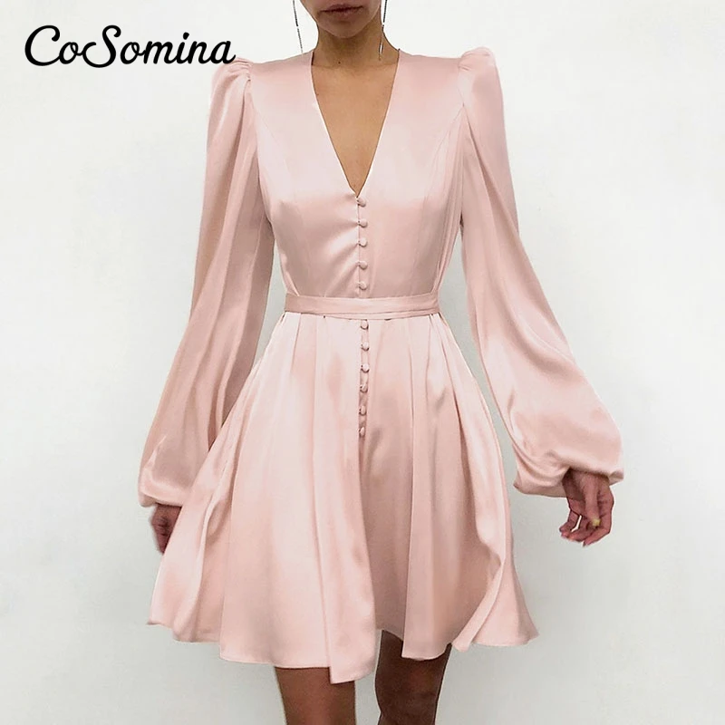 Элегантное Атласное Платье CoSomina с V-образным вырезом, женское Короткое платье-трапеция на пуговицах с длинным рукавом, облегающее однотонно...
Элегантное Атласное Платье CoSomina с V-образным вырезом, женское Короткое платье-трапеция на пуговицах с длинным рукавом, облегающее однотонно...