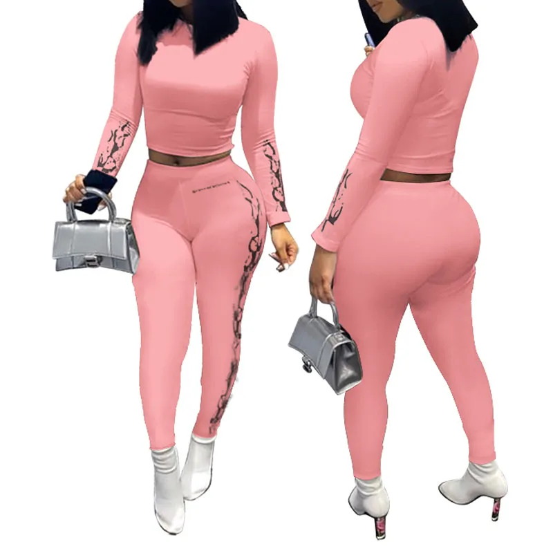 2Pcs Women Casual Print Outfits Long Sleeve Round Neck Pullover + Skinny Trousers
2Pcs Women Casual Print Outfits Long Sleeve Round Neck Pullover + Skinny Trousers