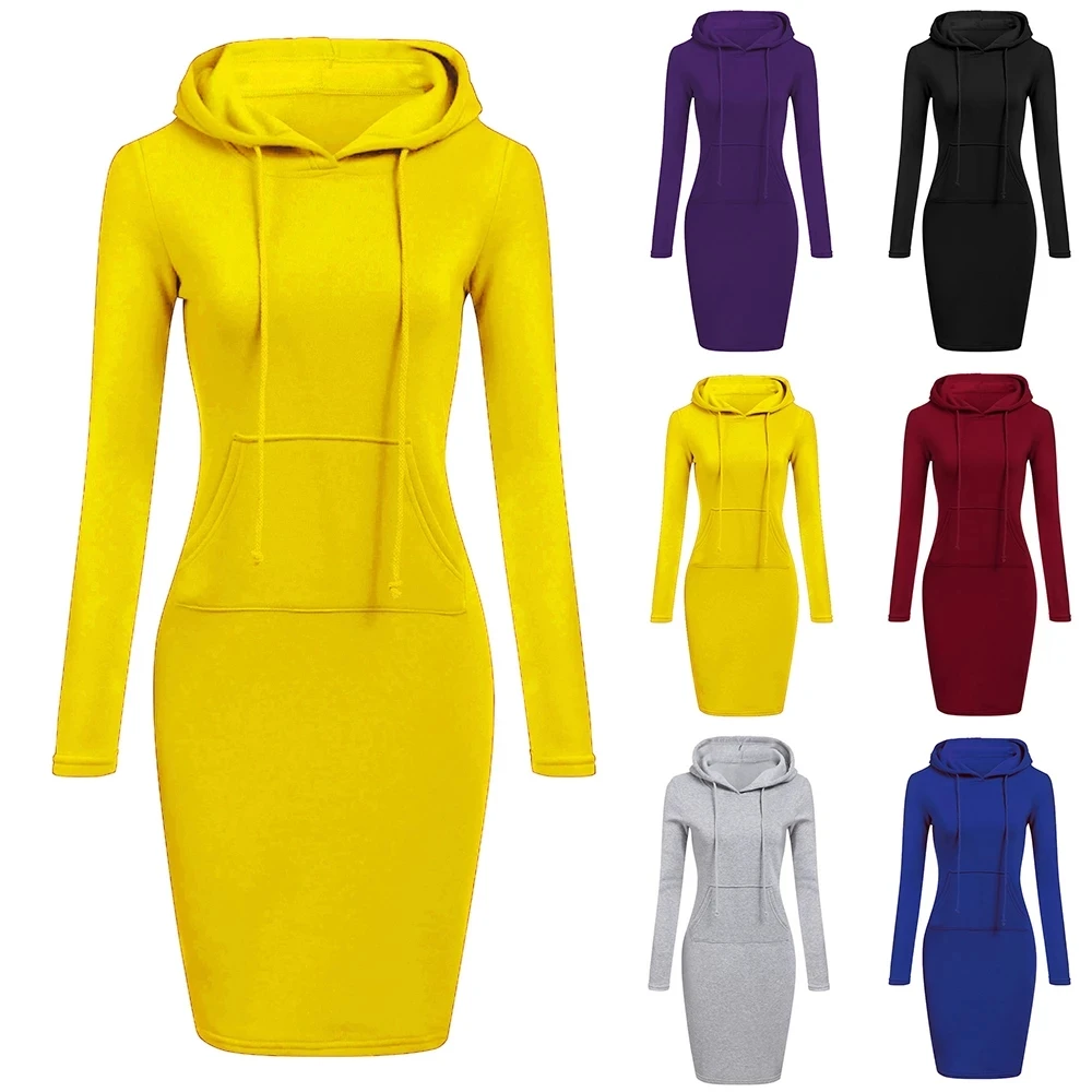Autumn Winter Warm Sweatshirt Long-sleeved Dress Woman Clothing Hooded Collar Pocket Simple Casual lady Dress Vesdies Sweatshirt
Autumn Winter Warm Sweatshirt Long-sleeved Dress Woman Clothing Hooded Collar Pocket Simple Casual lady Dress Vesdies Sweatshirt