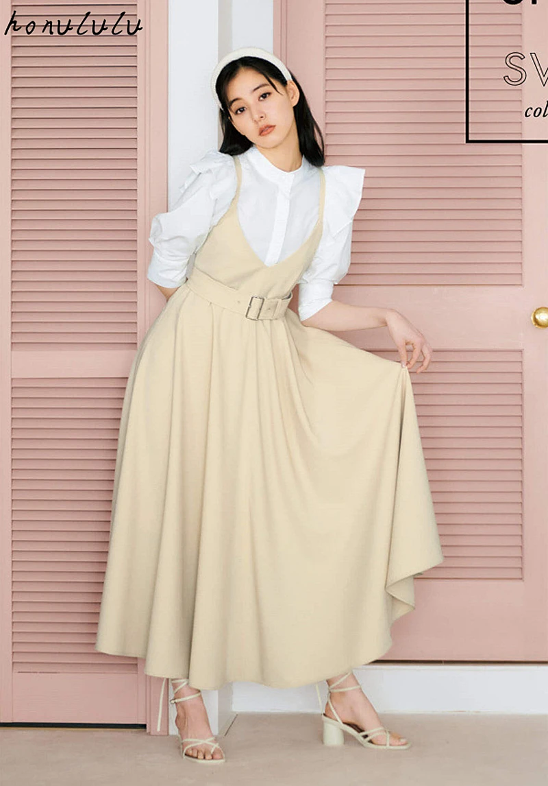 2021 spring and summer new Japanese solid color waist slimming sling dress women
2021 spring and summer new Japanese solid color waist slimming sling dress women