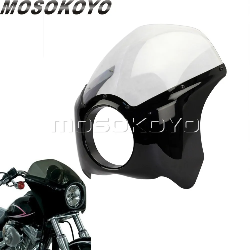 Фара для мотоцикла Cafe Racer 5 75 дюйма глянцевый черный корпус АБС пластик 3/4 передняя