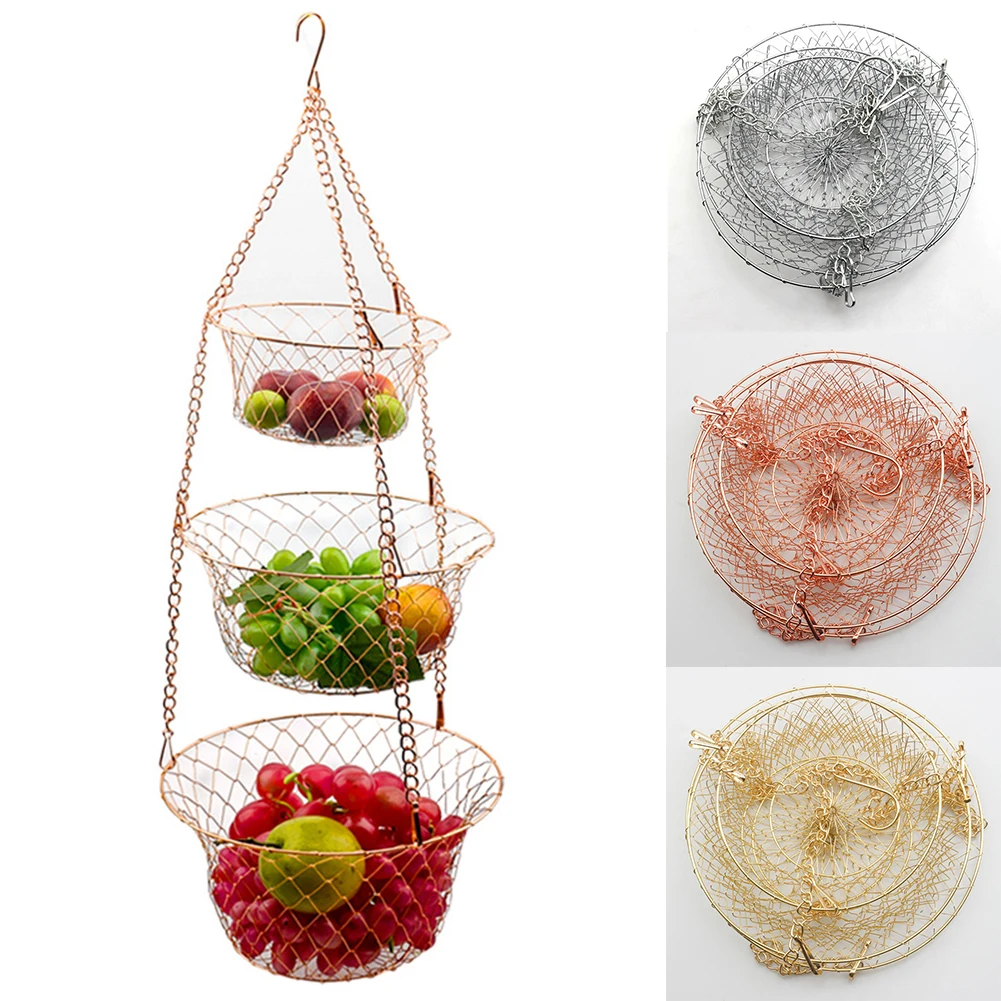 3-Tier Home Kitchen Hanging Fruit Basket Wire Hanging Collapsible Basket Hook Design Save Space For Kitchen Halls Rooms Storage
3-Tier Home Kitchen Hanging Fruit Basket Wire Hanging Collapsible Basket Hook Design Save Space For Kitchen Halls Rooms Storage