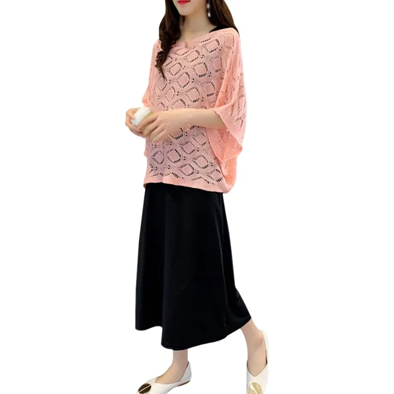 Summer Plaid Pattern Hollow Thin Knitted Blouse & Long Dress Women's Sets Loose Tops and Dress Two-Piece Suits One Size
Summer Plaid Pattern Hollow Thin Knitted Blouse & Long Dress Women's Sets Loose Tops and Dress Two-Piece Suits One Size