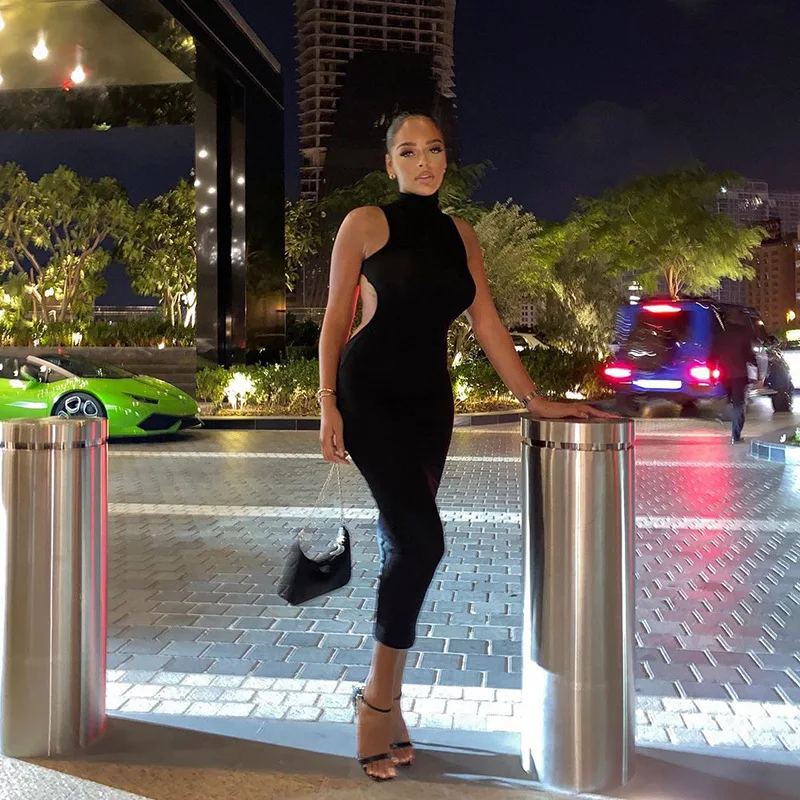 Women's Spring And Summer 2021 New Solid High Collar I-back Sleeveless Open Backpack Hip Long Dress 
Women's Spring And Summer 2021 New Solid High Collar I-back Sleeveless Open Backpack Hip Long Dress