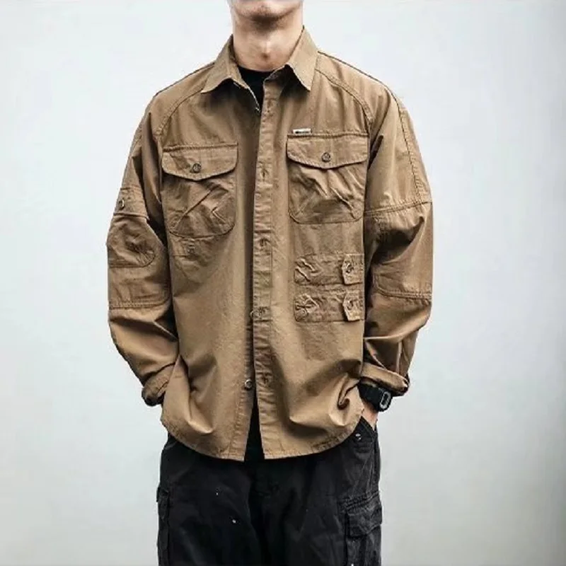 American Tooling Shirt Men's Long-sleeved Korean Fashion Loose Multi-pocket Shirt All-match Jacket Harujuku Button Up Shirt
American Tooling Shirt Men's Long-sleeved Korean Fashion Loose Multi-pocket Shirt All-match Jacket Harujuku Button Up Shirt