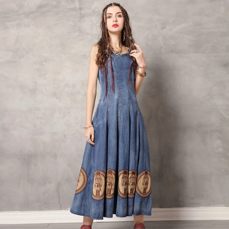 IEQJ Women Blue Vintage Elegant Ruffles Pleated Embroidered Denim Dress Dress New Sleeveless Loose Fashion Summer 2021 3F0452
IEQJ Women Blue Vintage Elegant Ruffles Pleated Embroidered Denim Dress Dress New Sleeveless Loose Fashion Summer 2021 3F0452