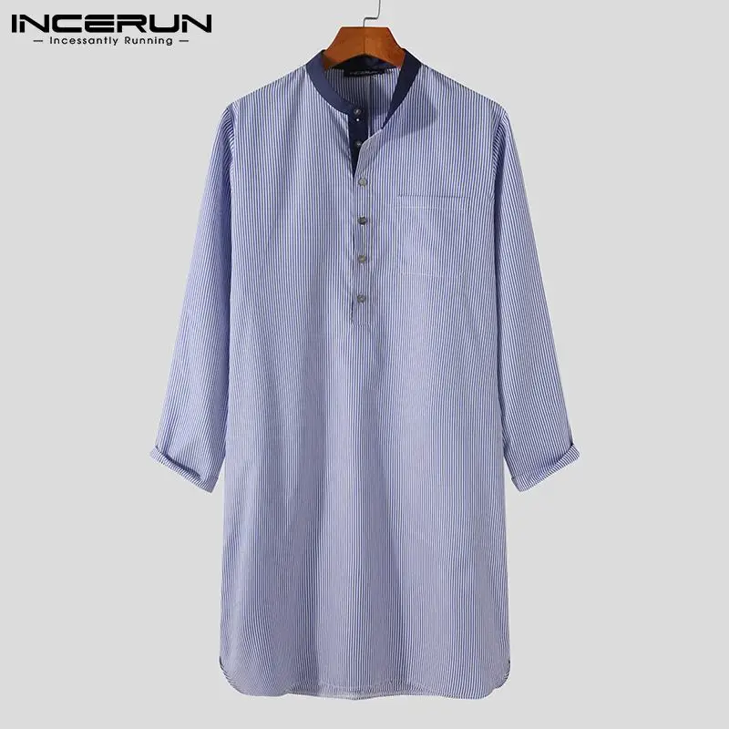 Man Casual Pockets Comfortable Nightgown INCERUN Mens Leisure Striped Sleep Robes Stand Collar Buttons Bathrobes Homewear S-5XL
Man Casual Pockets Comfortable Nightgown INCERUN Mens Leisure Striped Sleep Robes Stand Collar Buttons Bathrobes Homewear S-5XL
