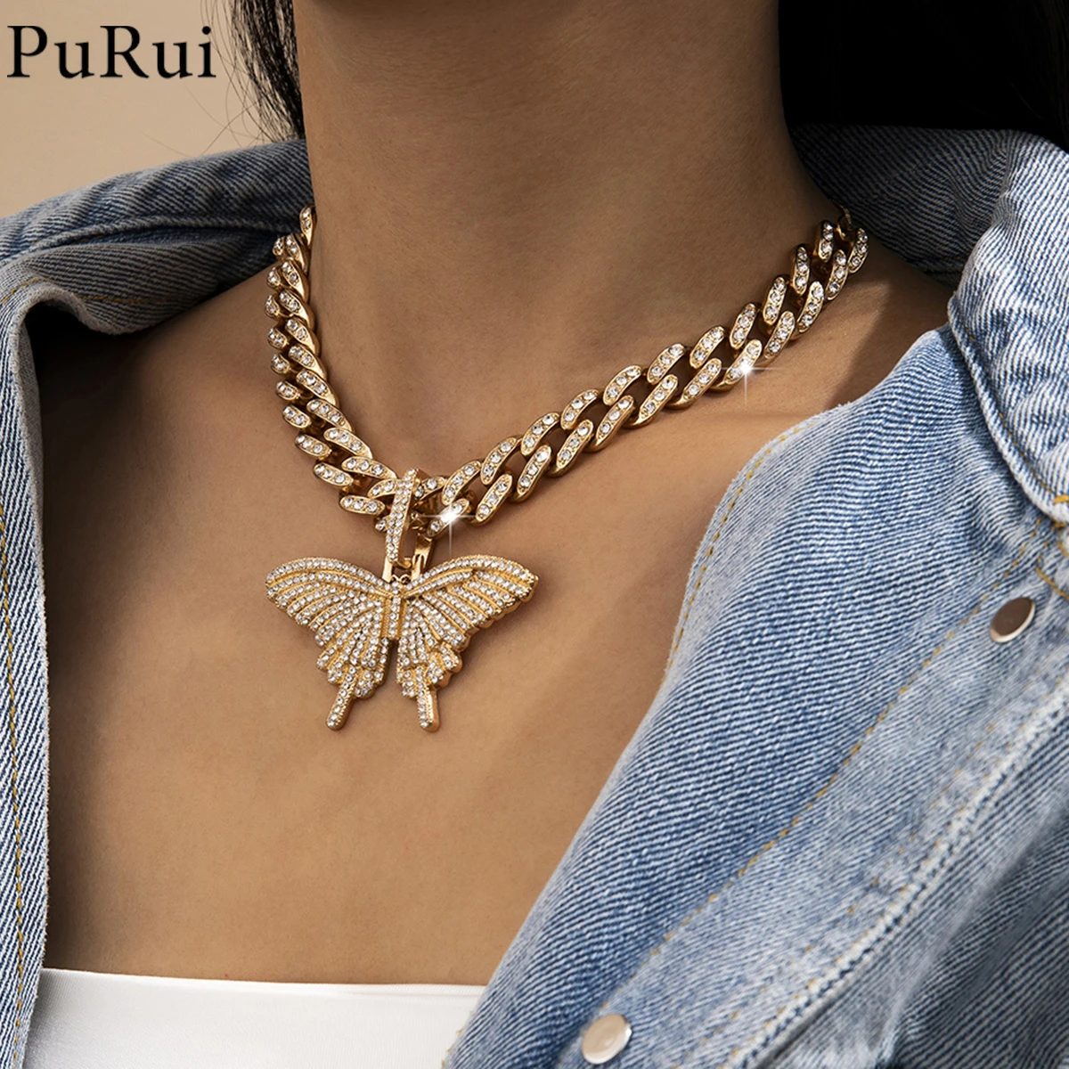 Big Butterfly Pendant Choker Necklace Rhinestone Miami Curb Cuban Link Chain Hip Hop Necklace Rapper Rock Men Women Jewelry Gift
Big Butterfly Pendant Choker Necklace Rhinestone Miami Curb Cuban Link Chain Hip Hop Necklace Rapper Rock Men Women Jewelry Gift