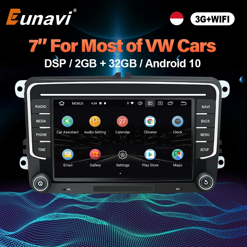 Фото Автомагнитола Eunavi 2 Din 7 дюймов Android GPS для Volkswagen VW Passat Polo GOLF Touran Jetta - купить