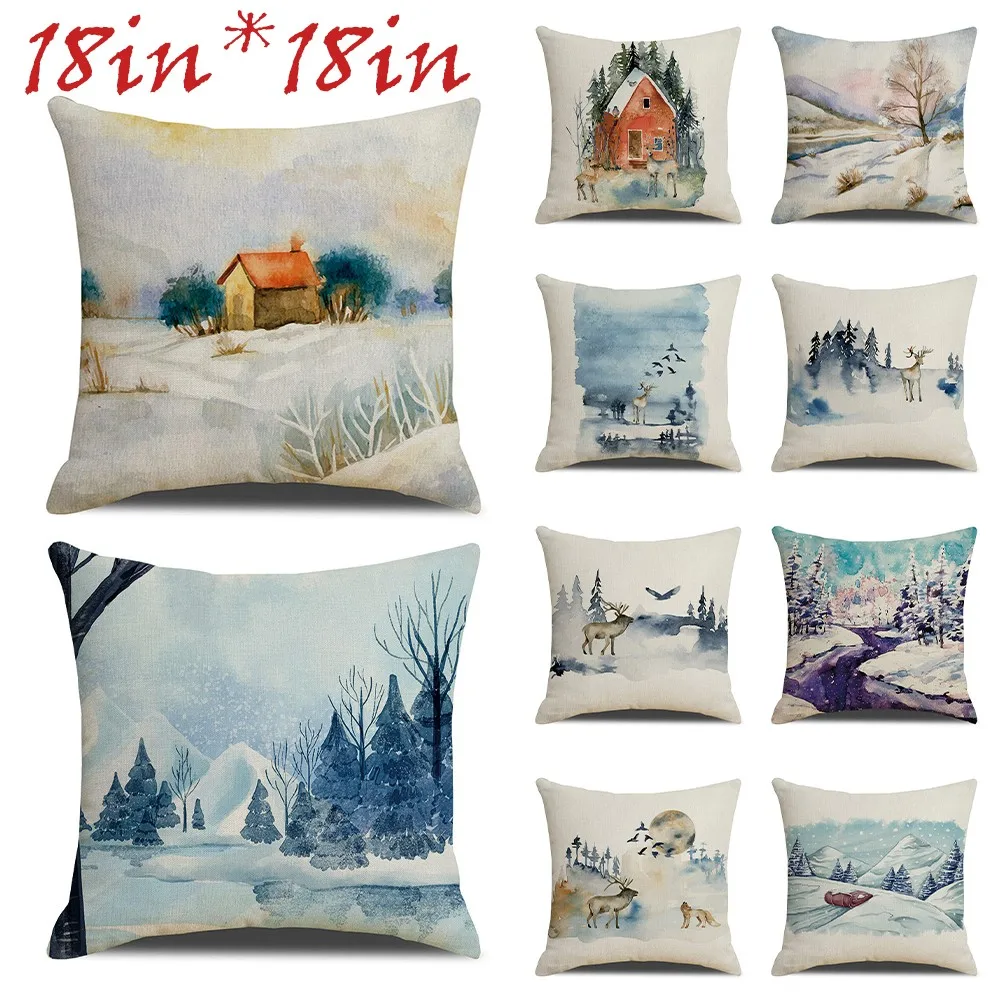 45x45cm Christmas Cushion Cover Simple Painting Printed Pillow Covers Xmas Decorations Deer In Snow Forest Picture Cushion Cove
45x45cm Christmas Cushion Cover Simple Painting Printed Pillow Covers Xmas Decorations Deer In Snow Forest Picture Cushion Cove