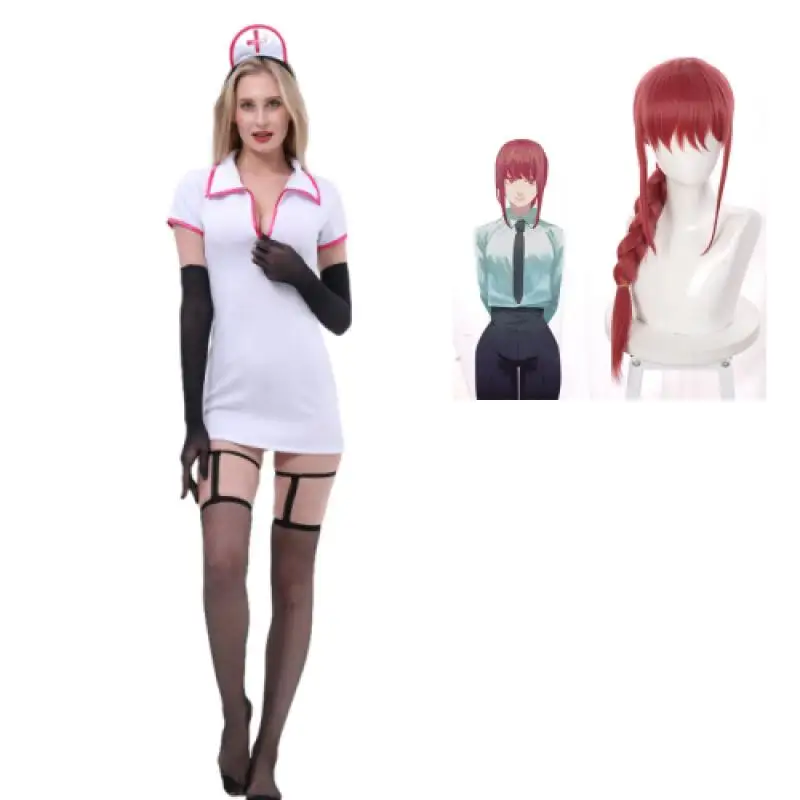 Makima Sexy Nurse Uniform Mini Dress Cap Socks Headwear Wig 5Pcs Set Halloween Dress UP Anime Chainsaw Man Cosplay Costume
Makima Sexy Nurse Uniform Mini Dress Cap Socks Headwear Wig 5Pcs Set Halloween Dress UP Anime Chainsaw Man Cosplay Costume