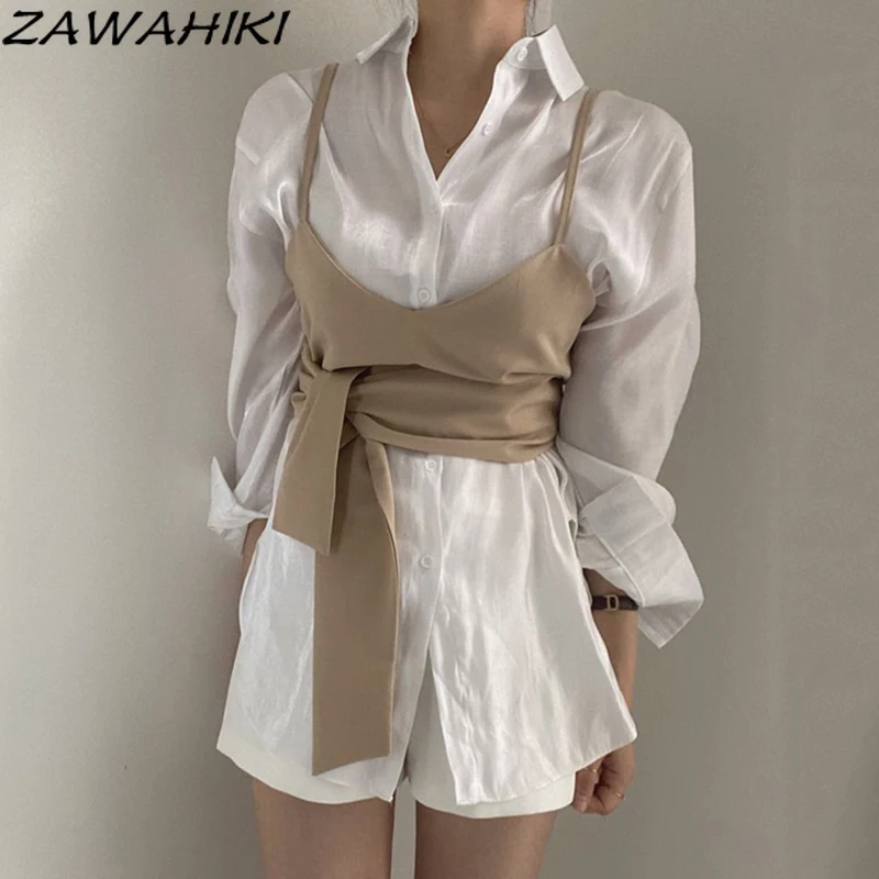 ZAWAHIKI 2 предмета женская блузка с твёрдым Глянцевая Элегантные корейские туфли-лодочки, цвета шикарные Blusas Mujer 2021 сезон весна-лето; Элегантны...
ZAWAHIKI 2 предмета женская блузка с твёрдым Глянцевая Элегантные корейские туфли-лодочки, цвета шикарные Blusas Mujer 2021 сезон весна-лето; Элегантны...