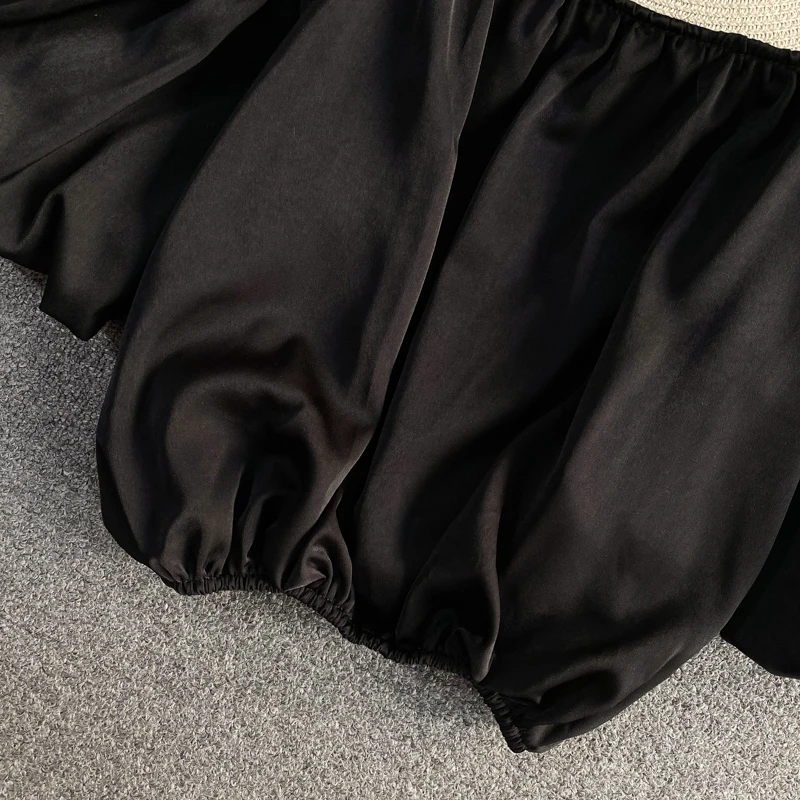 Clavicle one-shoulder strapless sling top women's summer sweet puff sleeve short sleeve short cropped chiffon shirt 
Clavicle one-shoulder strapless sling top women's summer sweet puff sleeve short sleeve short cropped chiffon shirt