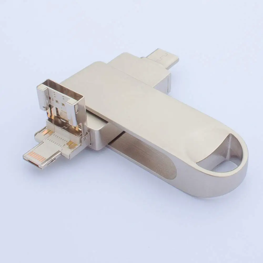 4 в 1 iPhone USB флеш-накопитель 128 ГБ Флэш-карта памяти Micro Type-C и 3 0 порты для iPhone/Android