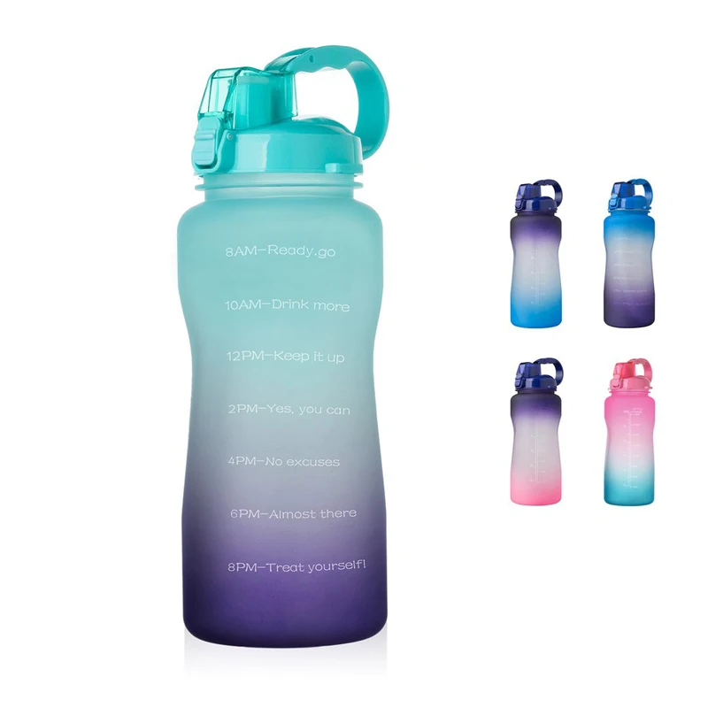 

2L/3.8L Gallon Sport Water Bottle Large Capacity Tritan BPA Free Outdoor Motivational with Time Marker Portable Fitness Jugs