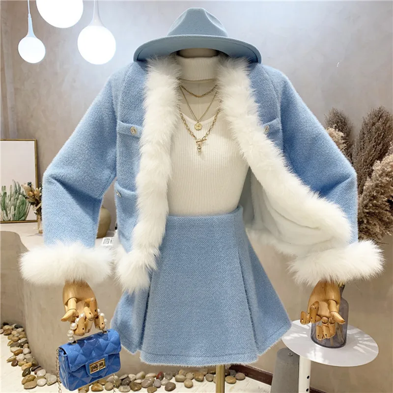 New Women's Clothing 2021 Autumn Winter Temperament Vintage Woolen Coat + high waist skirt two piece set
New Women's Clothing 2021 Autumn Winter Temperament Vintage Woolen Coat + high waist skirt two piece set