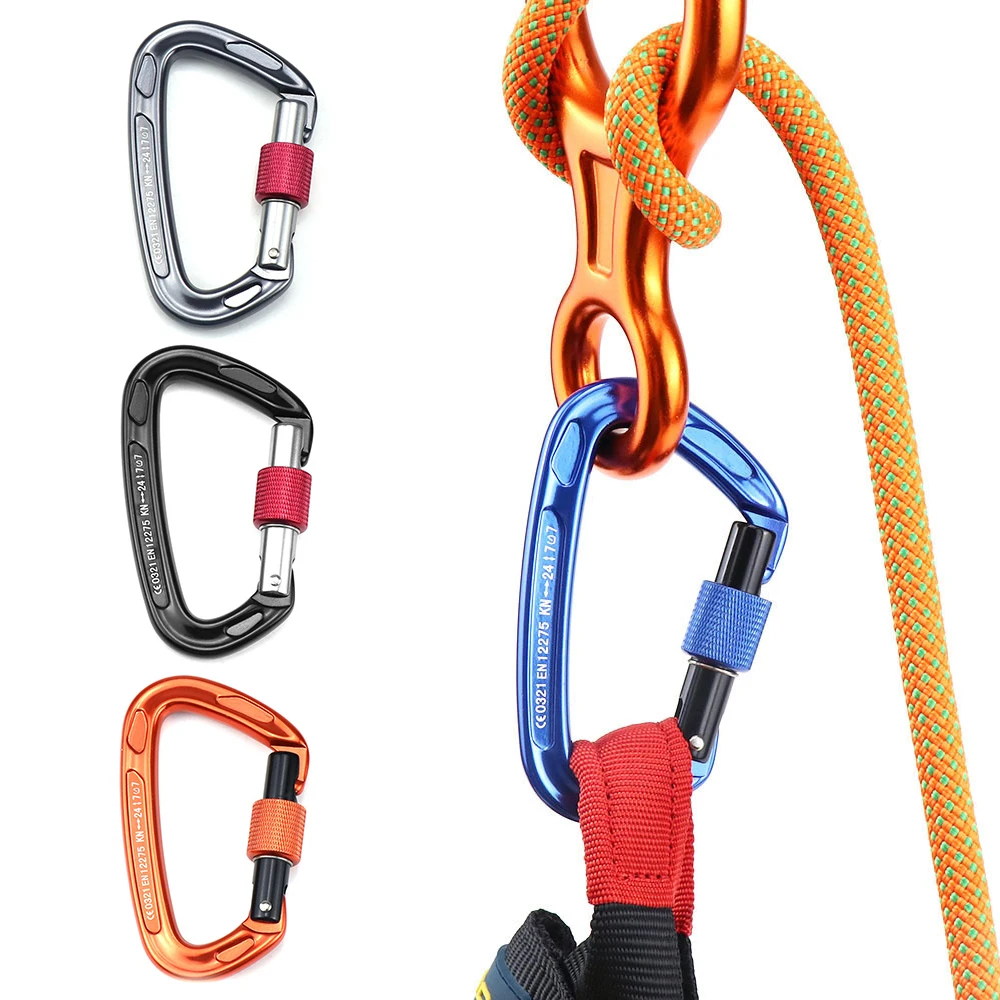 Carabiner with Screw Locking Gate 24KN Heavy Duty Carabiner Clips for Hammocks Camping Equipment Climbing Accessories
Carabiner with Screw Locking Gate 24KN Heavy Duty Carabiner Clips for Hammocks Camping Equipment Climbing Accessories
