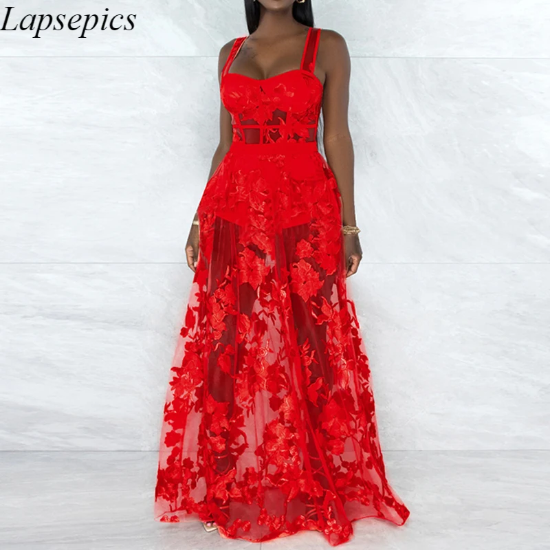 Women Lace Dress Set Floral Sleeveless Lace Playsuit Top & Sheer Mesh Maxi Skirt Sets Two Piece Outfits Sexy Sets Ladies Wear
Women Lace Dress Set Floral Sleeveless Lace Playsuit Top & Sheer Mesh Maxi Skirt Sets Two Piece Outfits Sexy Sets Ladies Wear