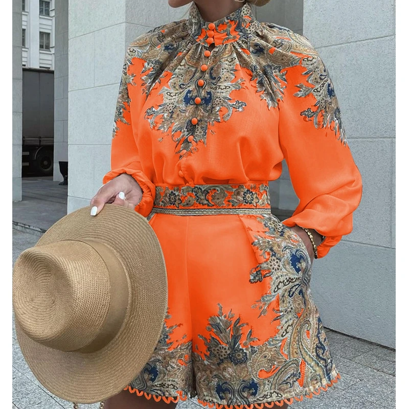 Print Women Shorts Sets Floral Long Sleeve Tops Blouses High Waist Shorts Sets 2 Piece Sets Outfits Tops Shorts Sets
Print Women Shorts Sets Floral Long Sleeve Tops Blouses High Waist Shorts Sets 2 Piece Sets Outfits Tops Shorts Sets