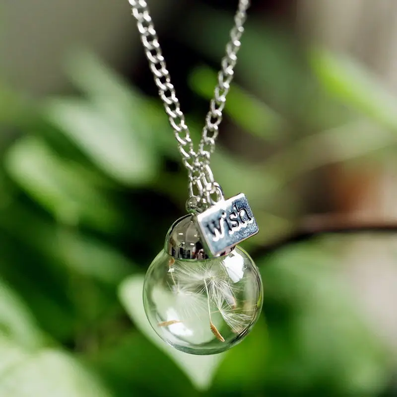 Real Dandelion Seeds Wishing Bottle Beauty Handmade Lucky Flower Glass Necklaces & Pendants For Women Female Jewelry Decoration
Real Dandelion Seeds Wishing Bottle Beauty Handmade Lucky Flower Glass Necklaces & Pendants For Women Female Jewelry Decoration