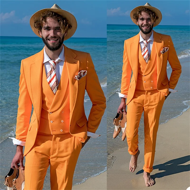 3 Pieces Men Suits Custom Made Party Suits For Best Man Bright Orange Cotton Handsome Formal Blazer Business Coat+Pant+Vest
3 Pieces Men Suits Custom Made Party Suits For Best Man Bright Orange Cotton Handsome Formal Blazer Business Coat+Pant+Vest