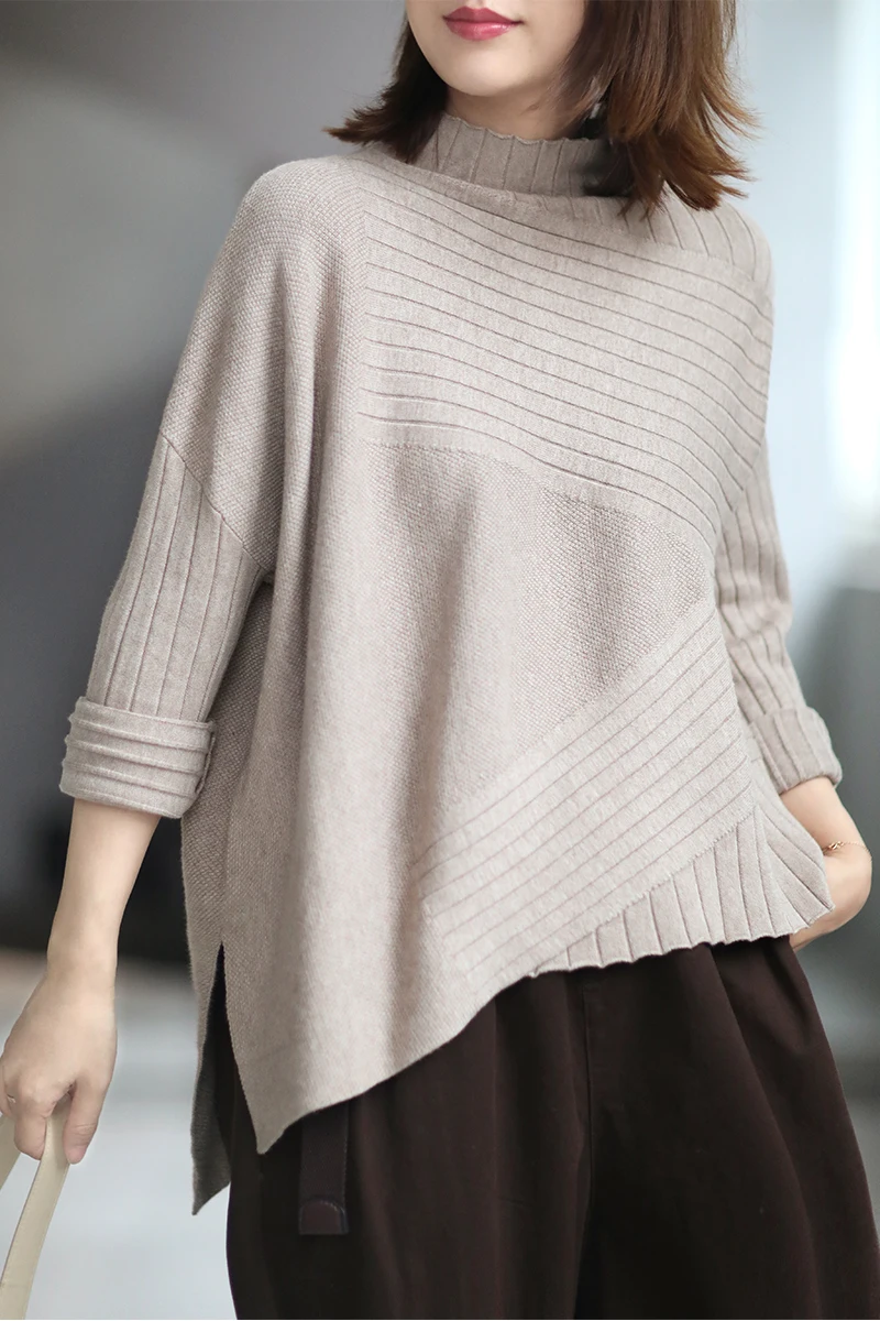 Half Turtleneck Knitted Sweater Women's 2021 Spring New Loose And Versatile Pullover Irregular Long Sleeve Top
Half Turtleneck Knitted Sweater Women's 2021 Spring New Loose And Versatile Pullover Irregular Long Sleeve Top