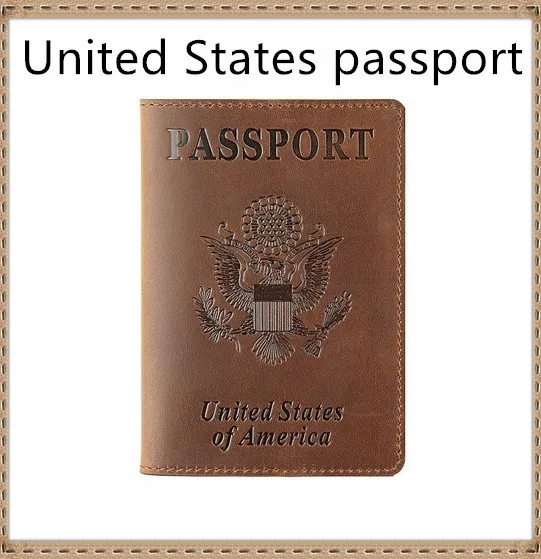 

Винтажный чехол из натуральной кожи Crazy Horse с эмблемой США и Америки, с логотипом, Обложка для паспорта, визитница, бизнес, двуязычный чехол д...