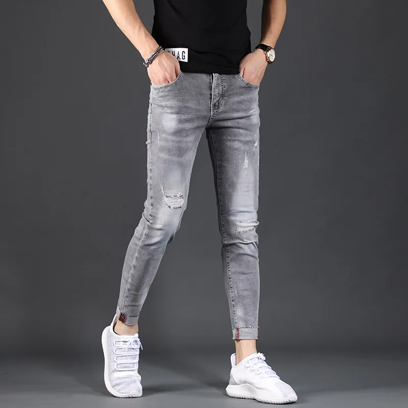 Spring and summer 2021 new style Korean men's stretch slim denim trousers youth fashion ripped foot teenagers pencil pants
Spring and summer 2021 new style Korean men's stretch slim denim trousers youth fashion ripped foot teenagers pencil pants