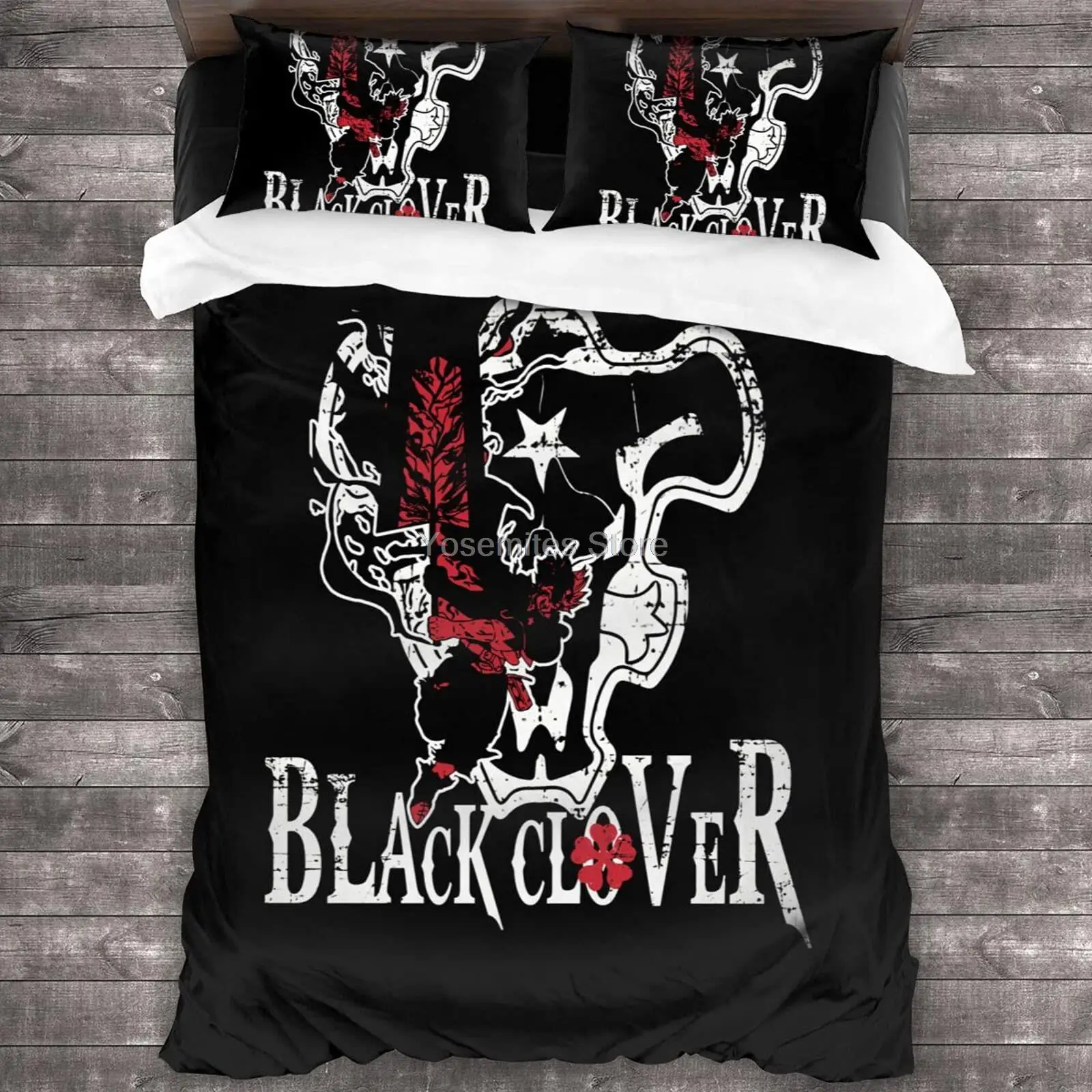 

Anime Black Clover Asta Bedding Set 3 Piece with 1 Quilt Cover 2 Pillow Soft Lightweight All-Season Bedding Bed Sheets