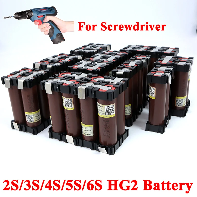 

18650 HG2 2S 3S 4S 5S 6S 8S 3000mAh 6000mAh 20 amps 7.4V 12.6V 14.8V 18V 25.2V 29.6V For Screwdriver batteries weld battery pack