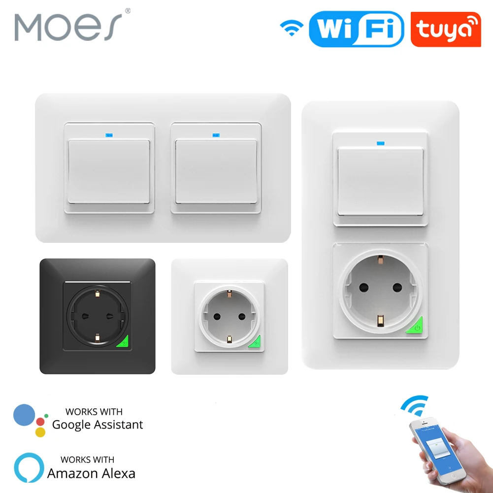 WiFi Smart Light Wall Switch Socket Outlet Push Button DE EU Smart Life Tuya Wireless Remote Control Work with Alexa Google Home
WiFi Smart Light Wall Switch Socket Outlet Push Button DE EU Smart Life Tuya Wireless Remote Control Work with Alexa Google Home