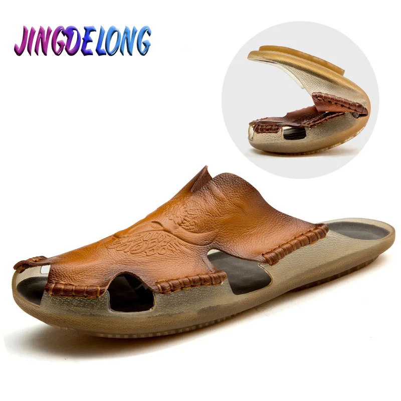 Новинка Летние мужские сандалии Обувь из натуральной кожи Дышащая обувь римские