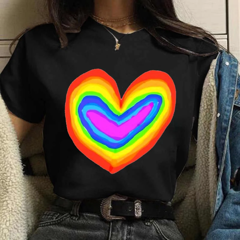 

Топ женский летний с коротким рукавом, футболка с мультяшным принтом сердца, кавайная графическая одежда в стиле Харадзюку, 90