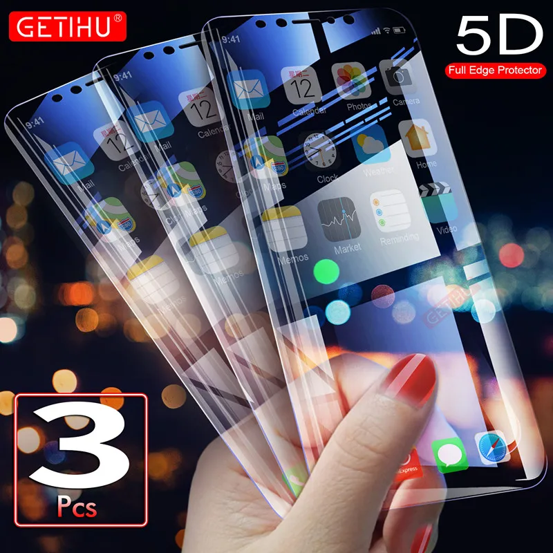 GETIHU 3 шт. полное покрытие 5D закаленное стекло для iPhone XS MAX XR X защитное на экран