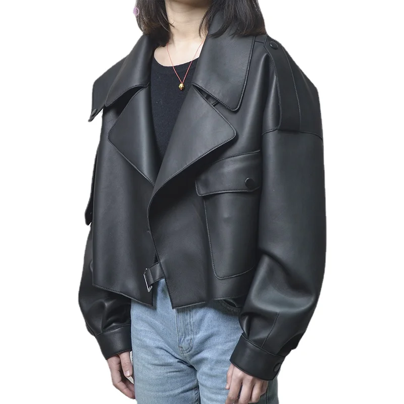 YIZZHOY Spring Autumn Black Short Loose Pu Leather Jacket Motorcycle Faux Leather Jacket Street Outwear Ladies Biker Jackets
YIZZHOY Spring Autumn Black Short Loose Pu Leather Jacket Motorcycle Faux Leather Jacket Street Outwear Ladies Biker Jackets