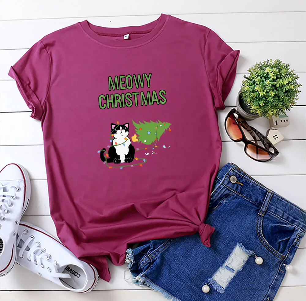 2021 Summer T-shirt Oversized Women's T-shirt S-5XL Cute Cat Print Shirt Pattern O-neck Short-sleeved T-shirt Cotton Women Top
2021 Summer T-shirt Oversized Women's T-shirt S-5XL Cute Cat Print Shirt Pattern O-neck Short-sleeved T-shirt Cotton Women Top