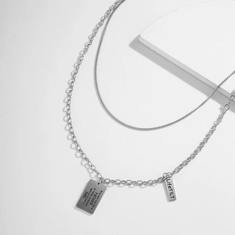 POTCET Unisex Stainless Steel Multilayer Letter Square Brand Titanium Steel Necklace Pendant Fashion Hip Hop Party Jewelry
POTCET Unisex Stainless Steel Multilayer Letter Square Brand Titanium Steel Necklace Pendant Fashion Hip Hop Party Jewelry