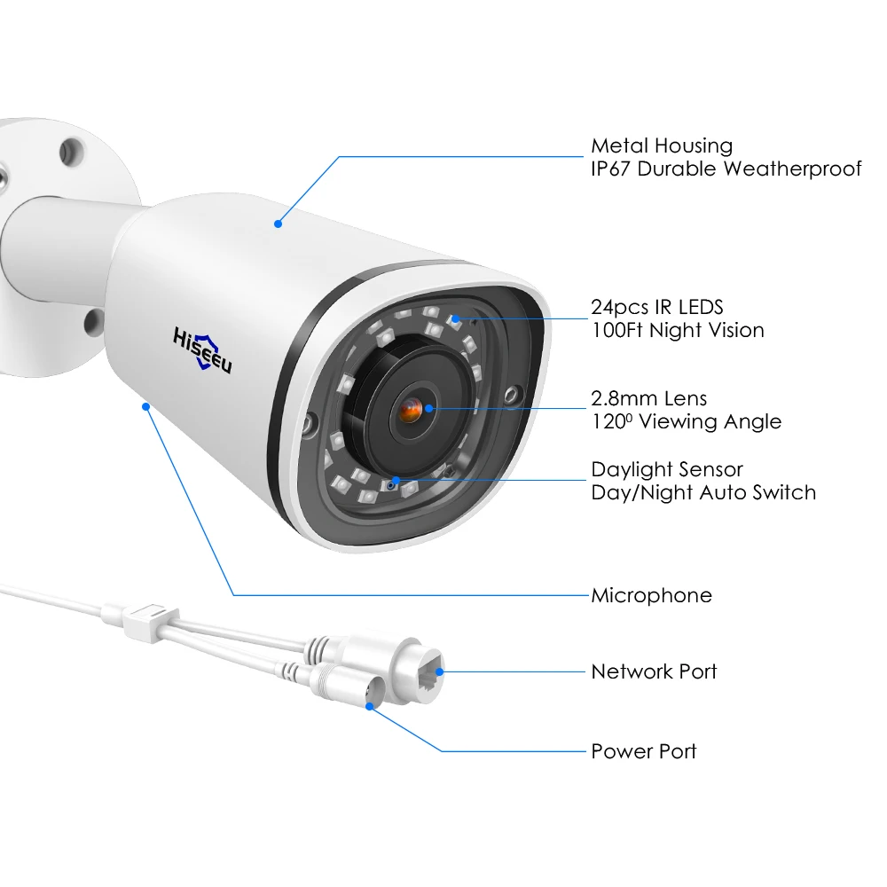 Hiseeu Bullet 4K 8MP POE IP Camera Waterproof Audio Record Video Surveillance Security CCTV Camera for POE NVR 48V ONVIF H.265
Hiseeu Bullet 4K 8MP POE IP Camera Waterproof Audio Record Video Surveillance Security CCTV Camera for POE NVR 48V ONVIF H.265