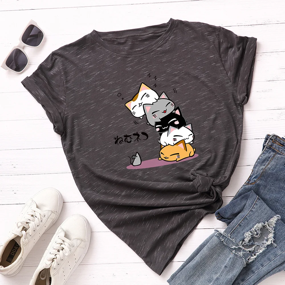 New Funny Happy Cat Graphic Tees Women Summer T Shirt O-Neck Short Sleeve T-Shirt Cartoon Printing Casual Female Tops
New Funny Happy Cat Graphic Tees Women Summer T Shirt O-Neck Short Sleeve T-Shirt Cartoon Printing Casual Female Tops