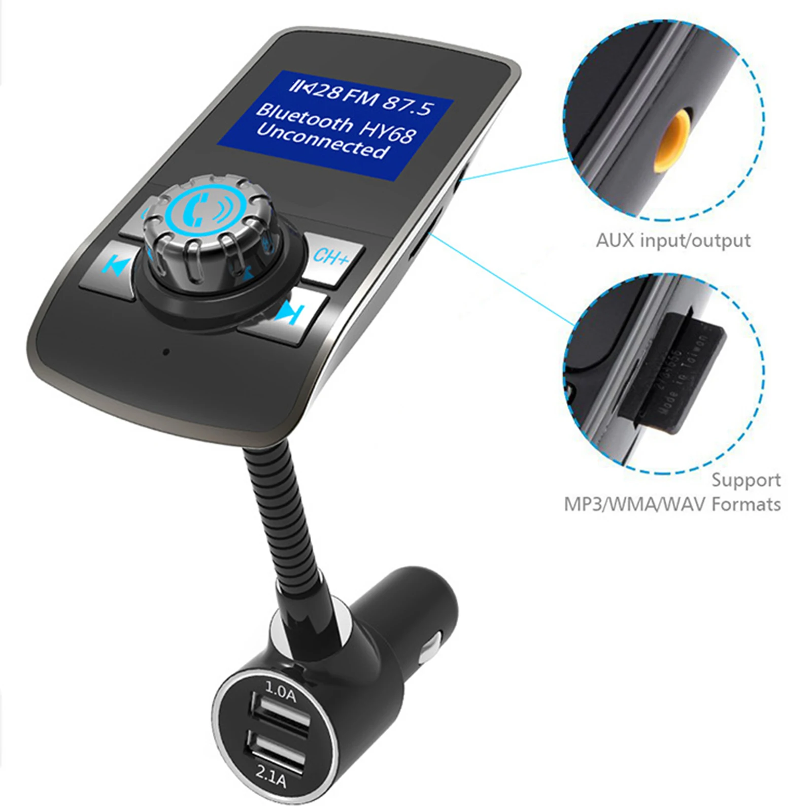 LCD FM Transmitter Radio Car Adapter Car MP3 Player Support TF Card 2 Port USB Charge for Phone w/Mic
LCD FM Transmitter Radio Car Adapter Car MP3 Player Support TF Card 2 Port USB Charge for Phone w/Mic