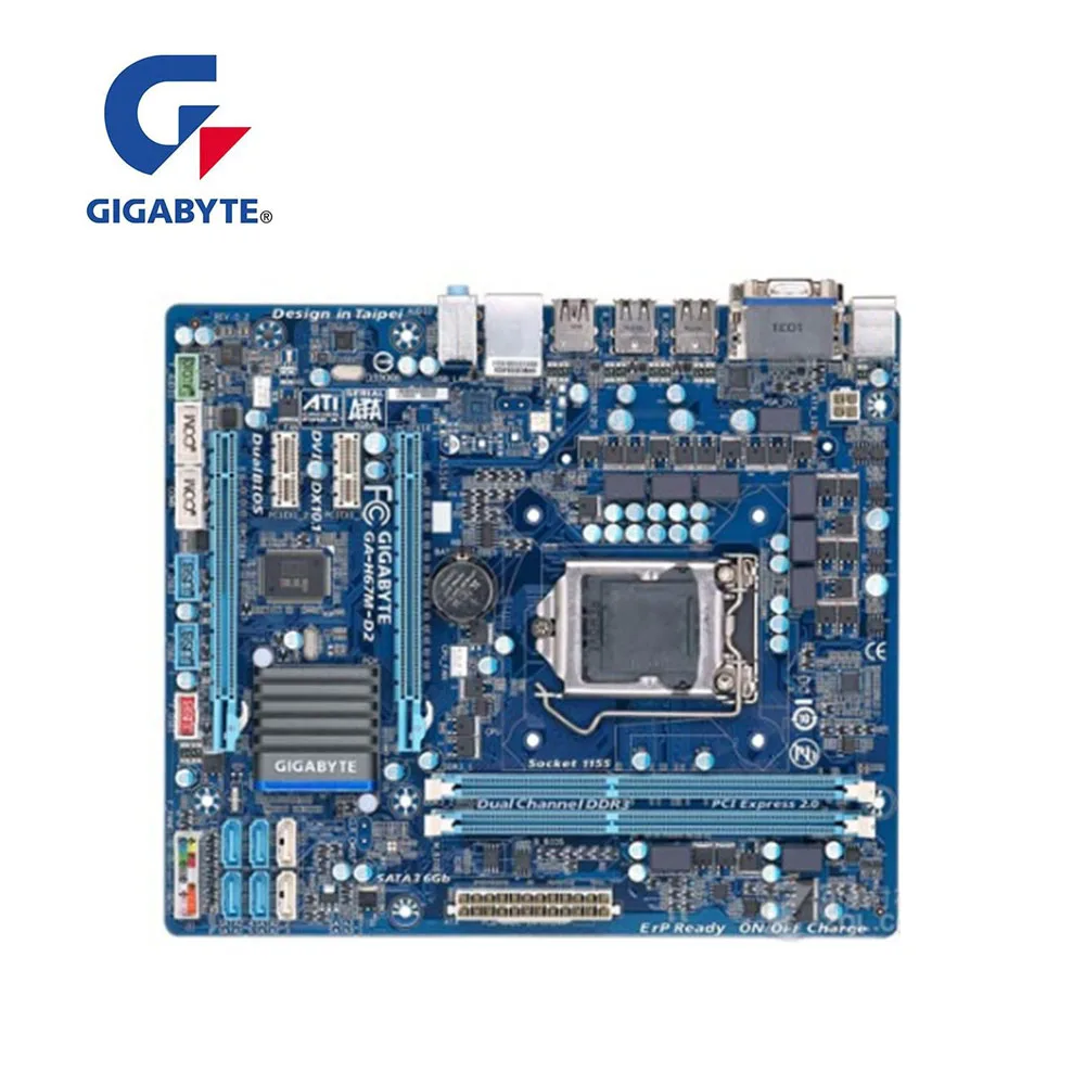 Оригинальная Материнская плата Gigabyte GA H67M D2 Desktop H67 LGA 1155 DDR3 100% полностью